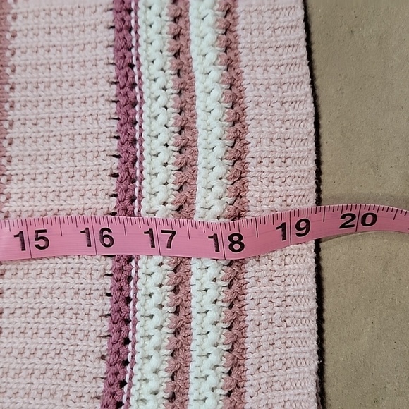 Planet Gold Size Jr L Crochet Halter Top, Mauve, Pink & Ivory Striped, NEW w/Tag - Picture 9 of 10